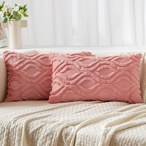 Miniatura 29 de MIULEE - Juego de 2 fundas de almohada de lana sintética suave y afelpada, fundas decorativas de estilo bohemio para sofá, sala de estar, cama, 18 x
