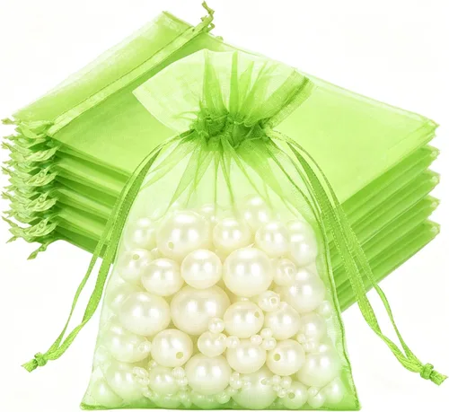 Miniatura 26 de Joycraft 50 bolsas de organza, bolsas de tul transpirables doradas de 4 x 6 pulgadas con cordón, bolsa de malla transparente para recuerdos de boda