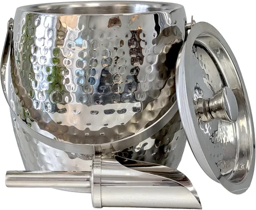 BREKX Cubos de hielo aislados de 3 cuartos para fiestas con tapa y pala, enfriador de vino Iceberg Anchored, cubo de champán para barra de cóctel,
