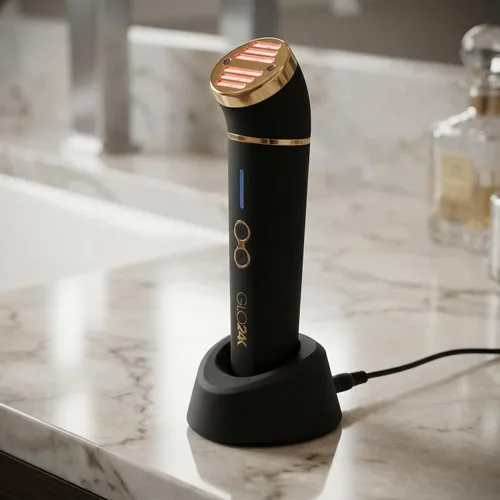 Miniatura 8 de GLO24K - Dispositivo de belleza de luz roja para cara y cuello, masajeador facial y cuello 3 en 1 con triple LED y tecnología de vibración avanzada