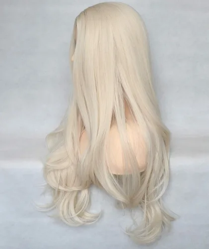 Miniatura 8 de Peluca de cabello sintético rubio platino 60# de 13 x 4 x 1 con encaje frontal en T, largo natural, resistente al calor, pelucas de repuesto