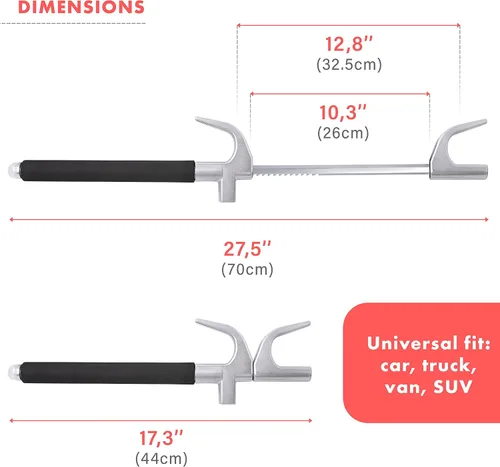 Miniatura 8 de VaygWay Cerradura antirrobo universal para volante de automóvil con interruptor de ventana de emergencia y 3 llaves, cuerpo de acero duradero