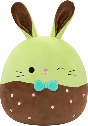 Squishmallows Buster The Chocolate-Dipped Green Bunny Holding Chocolate Bunny original de 12 pulgadas - Peluche oficial de Pascua de Jazwares