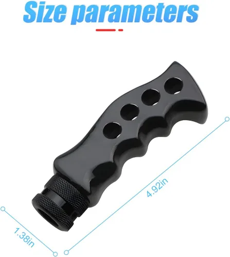 Miniatura 2 de Pomo de palanca de cambios para automóvil, agarre de transmisión manual y automática con mango tipo cuchillo con tornillos adaptadores y llave Negro
