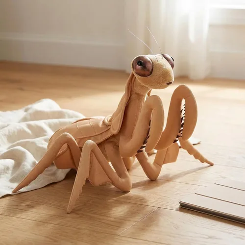 Miniatura 9 de Peluche grande de Mantis marrón – Animales de peluche realistas de mantis religiosa marrón de 15 pulgadas, juguetes de insectos de alas grandes