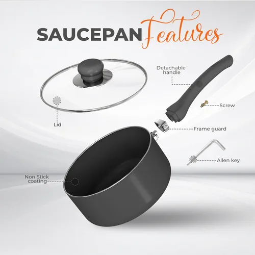 Miniatura 3 de Utopia Kitchen, olla antiadherente de 2 cuartos con tapa de cristal, multiusos, para el hogar, cocina o restaurante