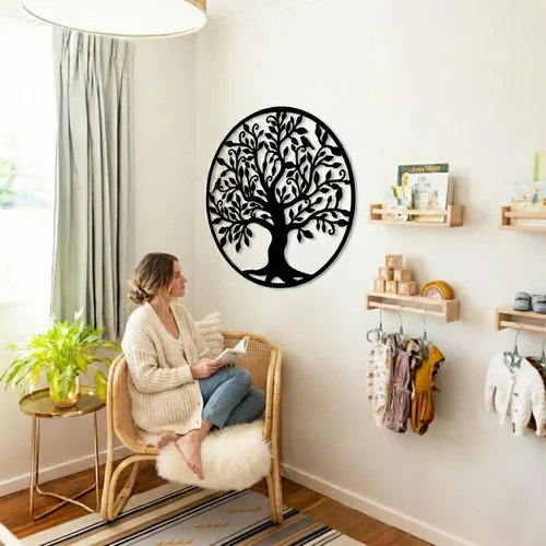 Miniatura 5 de DEKADRON Arte de Pared de Metal - Árbol de la Vida - Árbol Genealógico Decoración de Pared de Metal Decoración del Hogar Oficina Dormitorio Sala