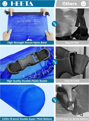 Miniatura 4 de HEETA Bolsa Seca Impermeable para Mujeres y Hombres, 5L/10L/20L/30L/40L Tapa Enrollable Bolsa de Almacenamiento Seca Ligera Mochila con Funda