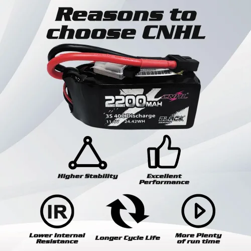 Miniatura 4 de CNHL Batería Lipo de 2200 mAh 3S 40C 11.1V Shorty Lipo Batería con enchufe XT60 para RC Avión Coche Helicóptero FPV Drone Truggy Truck Crawler