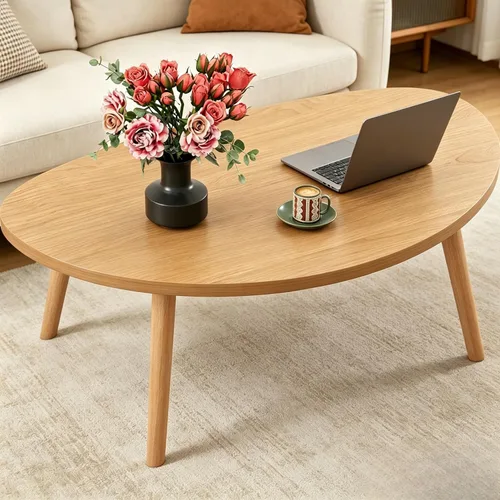 Miniatura 15 de FAMIDGE Mesa auxiliar, mesas auxiliares ovaladas pequeñas de 23.6 pulgadas para espacios pequeños con 4 patas de madera maciza, mesa de pie