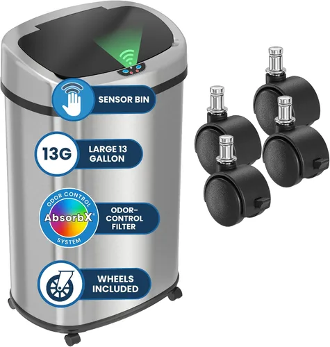 Miniatura 8 de iTouchless - Cubo de basura con sensor de 91 l / 24 galones 2.0 para cocina con tapa, recipiente de reciclaje automático sin contacto de acero Plata