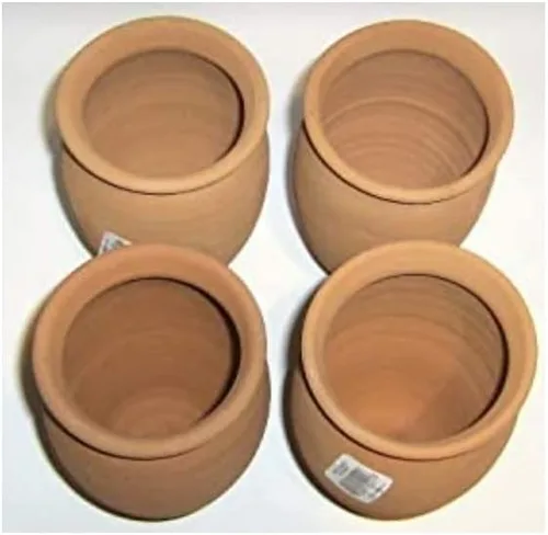 Juego de 4 tazas grandes de 1 litro hechas en México, auténticos cantaritos mexicanos Jarritos de Barro para bebidas calientes o frías, tazas de