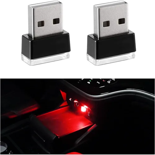 Miniatura 8 de 4 PCS Lámpara de Atmósfera Interior de Coche LED USB, Mini Luz Nocturna LED Portátil, Kit de Iluminación Ambiental de Maletero con Interfaz USB