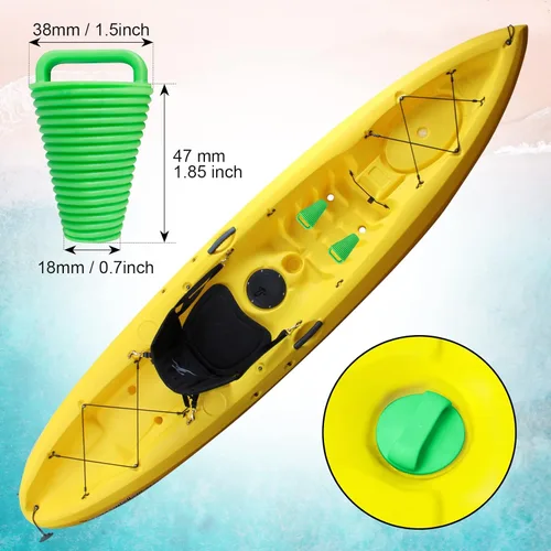Miniatura 2 de Kit de 8 tapones para kayak, tapones de goma termoplástica, orificios de drenaje, tapón con mango Verde afortunado-8piezas-Small