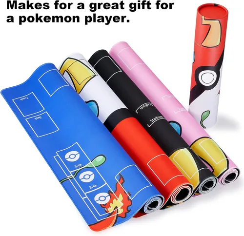 Miniatura 6 de Biouai Tapete de juego para juego de cartas intercambiables, tapete de entrenamiento para 2 jugadores para juego con estuche de transporte (negro)