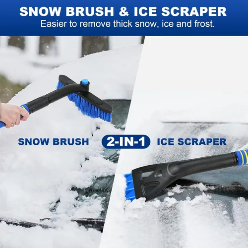 Miniatura 8 de Raspadores de hielo extensibles de 34 pulgadas para parabrisas de automóvil, cepillo de nieve 2 en 1 para automóvil, raspador de nieve