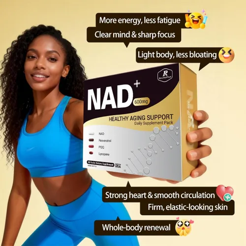 Miniatura 4 de Suplemento NAD con resveratrol, PQQ, Ca-AKG, nicotinamida, té verde, suplemento avanzado NAD+ paquete diario que apoya mitocondrias saludables