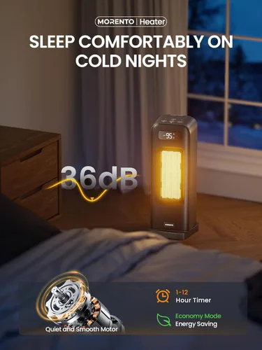Miniatura 7 de MORENTO Calentadores de espacio para uso en interiores, calentador eléctrico portátil para dormitorio con termostato, control de voz WiFi