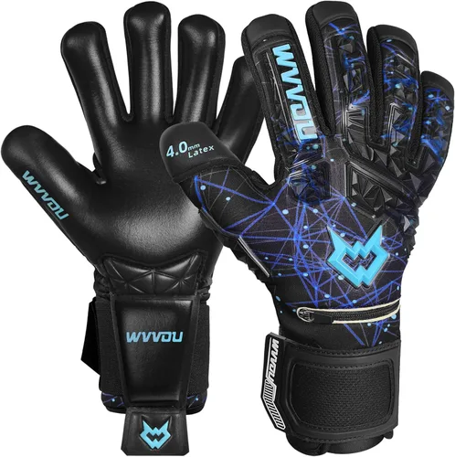 Miniatura 11 de WVVOU Guantes de portero de fútbol para adultos y jóvenes, guantes de portero de alto rendimiento con 5 protectores de dedos desmontables, guantes