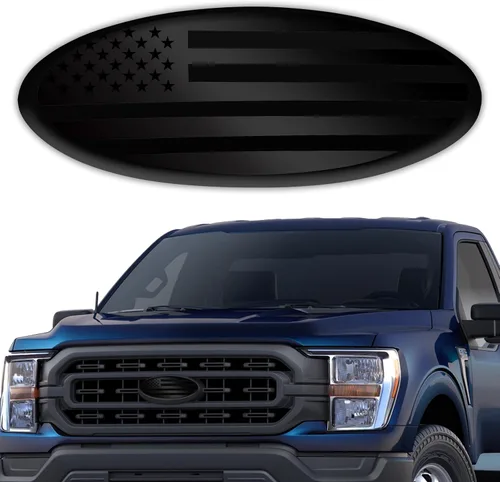 Emblema para portón trasero para Ford F150 F250 F350 Bandera Americana Negra de 9 Pulgadas Emblema para parrilla delantera para emblemas de Ford,