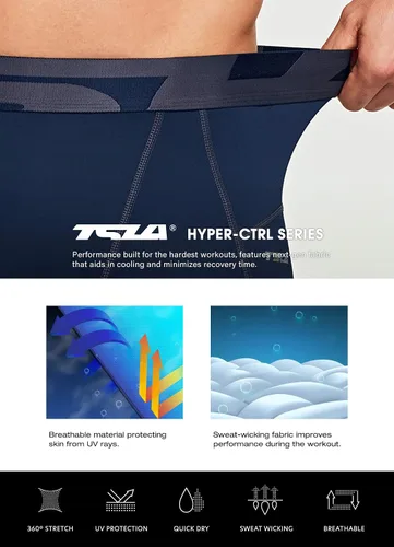 Miniatura 7 de TSLA Pantalones de compresión 34 para hombre, mallas de entrenamiento para correr, leggings atléticos capri de secado fresco, capa base de yoga