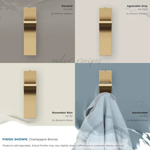 Miniatura 7 de Amerock HBX37014CZ Apex Gancho decorativo de pared de una sola punta Gancho de bronce champán para abrigos, sombreros, mochilas, bolsas