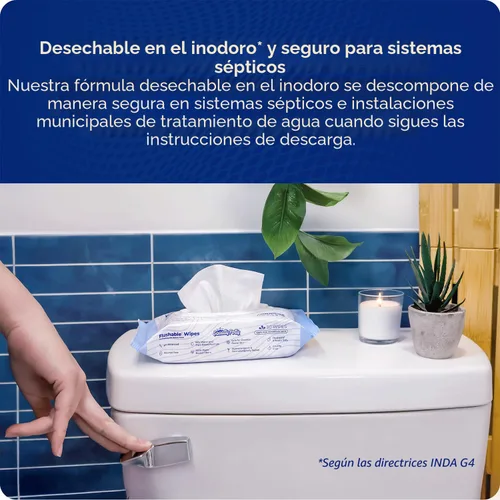 Miniatura 3 de Squatty Potty Toallitas desechables para viajes o en movimiento - Paquete de 3 (54 toallitas en total) - 99% agua y a base de plantas - Aroma a té