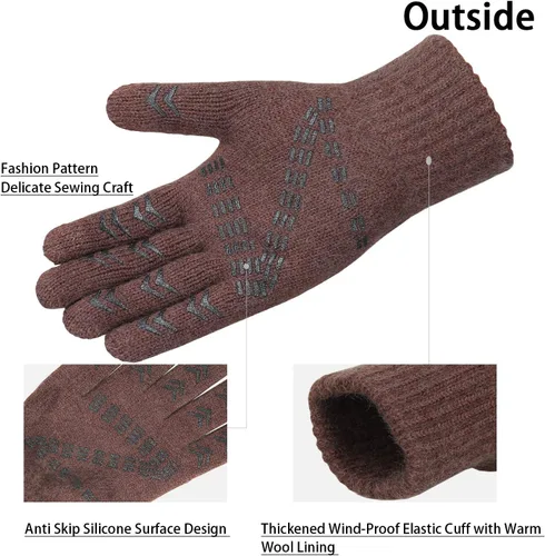 Miniatura 21 de FZ FANTASTIC ZONE Guantes de invierno para hombre, cálidos, térmicos, suaves, de lana, para pantalla táctil, para mujer