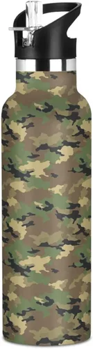 Miniatura 13 de Camouflage Gold Leakproof and BPA Free Reusable Water Bottle with Straw Lid Double-Wall Vacuum Insulation for Gym Sports 11