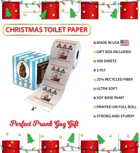 Miniatura 3 de Printed TP Santa Got You for Christmas - Rollo de papel higiénico impreso para Navidad, divertido rollo de papel higiénico para broma, decoración