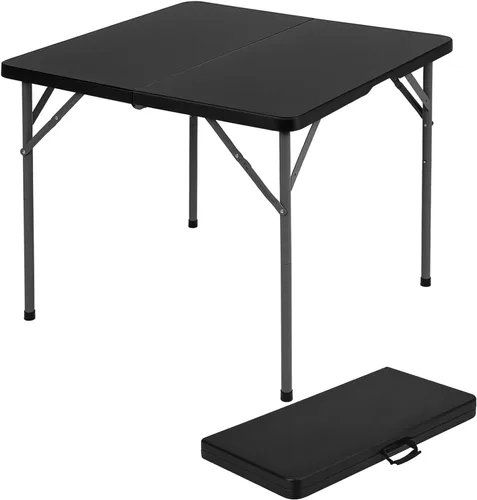 Miniatura 11 de BestOffice Mesa de picnic plegable de 4 pies, mesa de plástico para campamento, cerradura de mesa plegable para eventos de fiesta, color marrón