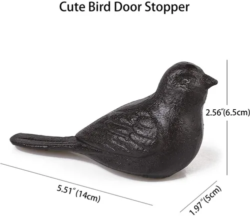 Miniatura 3 de Tope de puerta decorativo para piso, lindo pájaro de hierro fundido resistente, tope de puerta de granja, paquete de 2 topes de puerta de cuña