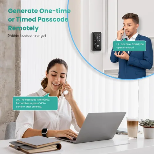 Miniatura 5 de Cerradura Inteligente, Cerradura de Puerta de Entrada sin Llave 4-en-1 para Puerta Delantera, Cerradura de Puerta Digital con Teclado, Cerradura