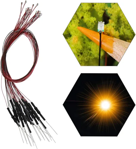Miniatura 13 de L0603B 20pcs pre-cableado SMD LED 0603 Bule Diodo emisor de luz 12V Micro Litz Cable Cable Longitud 7.8 pulgadas (7.9 in) para DIY Manual