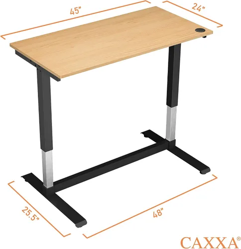 Miniatura 4 de CAXXA Escritorio eléctrico para computadora de altura ajustable, 48 x 24 pulgadas, marco negro de teca