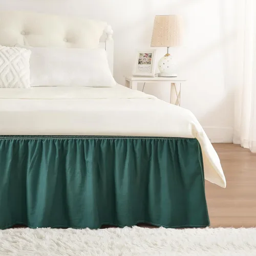 Miniatura 34 de Falda de cama RIMELA envoltura volante elástica que protege contra el polvo con color sólido, resistente a las arrugas y a la decoloración con Blanco