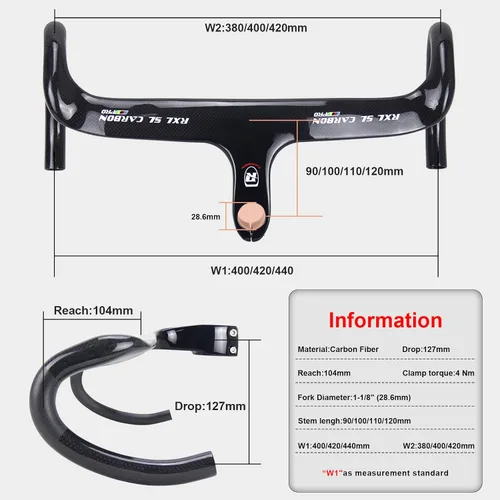 Miniatura 2 de Manillares de fibra de carbono RXL SL para bicicleta de carretera con vástago integrado, manillar de bicicleta de carretera integrado de carbono