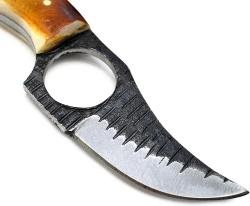 Miniatura 5 de Titan International Knives Cuchillo para despellejar de acero de carbono 1080 Cuchillo de caza de hoja fija pequeño hecho a mano Cuchillo