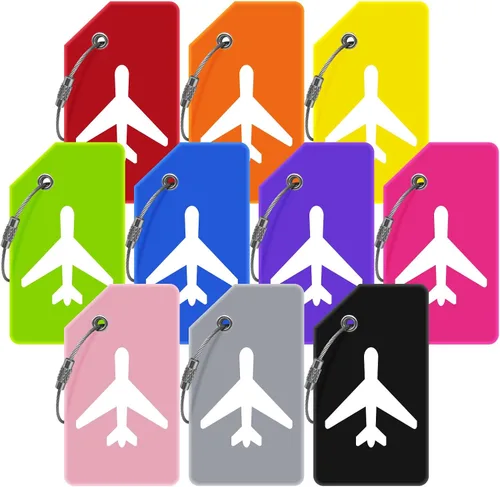 Etiquetas de equipaje para maleta, 10 unidades de etiquetas de silicona de alta calidad de colores mixtos, identificador de equipaje de punto rápido