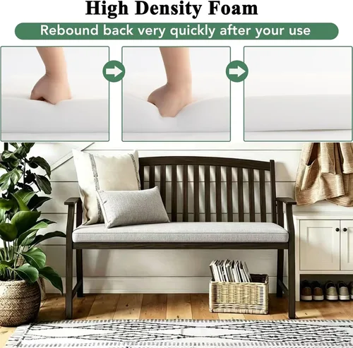 Miniatura 5 de Cojín de banco de piano de 32 x 12 pulgadas para almacenamiento de zapatos en interiores con lazos, antideslizante, para mesa de picnic y asiento