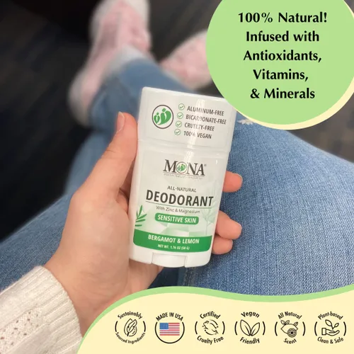 Miniatura 3 de MONA BRANDS - Desodorante natural para mujeres y hombres Para pieles sensibles Sin aluminio ni bicarbonato de sodio (BERGAMOT LIMON 1.76 Oz)