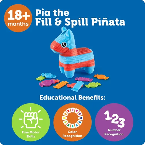 Miniatura 6 de Learning Resources Pia the Fill & Spill Piñata - Juguetes sensoriales Montessori para niños pequeños, actividades preescolares, manipuladores
