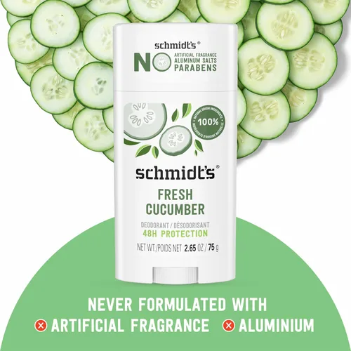 Miniatura 4 de Schmidt's Desodorante vegano sin aluminio, pepino fresco para mujeres y hombres, con protección contra olores las 24 horas, ingredientes naturales