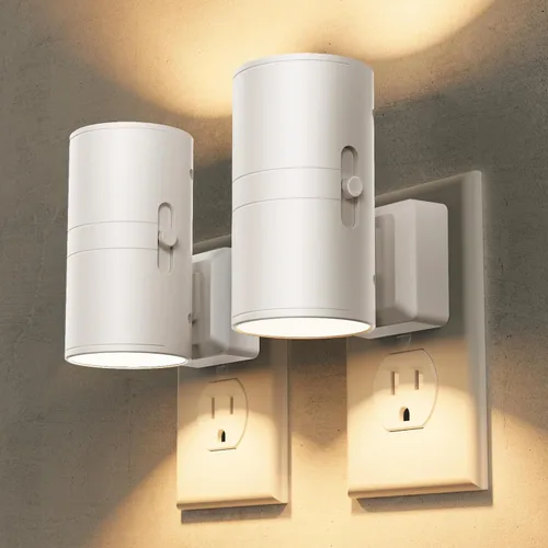 Miniatura 23 de Briignite - Luces nocturnas led enchufables, 3CCT, sensor de anochecer a amanecer, de 3000 K, regulable para pasillo, dormitorio, escalera, paquete
