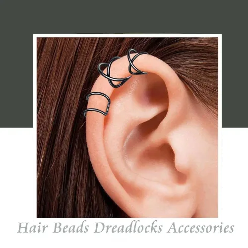 Miniatura 5 de 12 piezas de trenzas de pelo negro, rastas de metal con diamantes de imitación de cristal, clips de trenza no perforantes, para mujeres y hombres