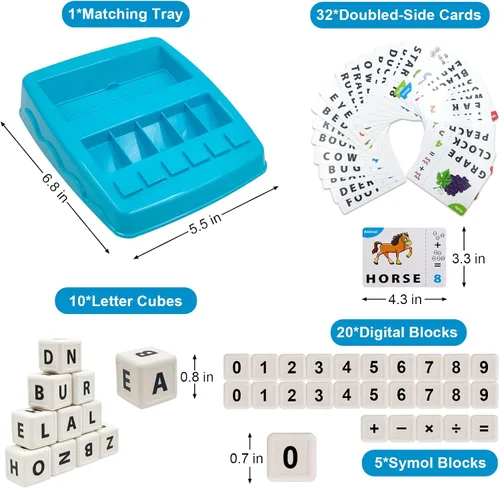 Miniatura 4 de Juego de cartas a juego para niños, juguetes educativos 2 en 1, ortografía y lectura del alfabeto, tarjetas didácticas de aprendizaje de Azul