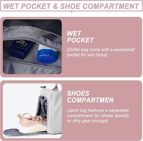 Miniatura 5 de Bolsas de lona deportivas para mujer, A-gret con mango rosa