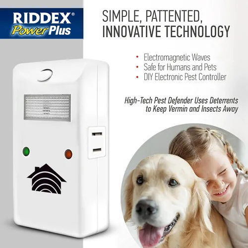Miniatura 3 de RIDDEX Power Plus Repelente de Insectos Enchufe, Disuasor de Ratones - Control de Plagas para la Defensa Contra Ratas, Ratones, Cucarachas, Bichos