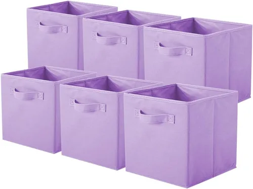 Miniatura 22 de PowerKing Cubos de almacenamiento plegables con asas, contenedores plegables de tela para estantes de armario, contenedores de almacenamiento Naranja