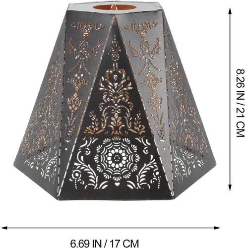 Miniatura 2 de Uonlytech Pantalla de hierro hueco de 6.69 x 7.08 x 6.73 pulgadas, cubierta de lámpara de mesa, lámpara de arte decorativa para sala de estar